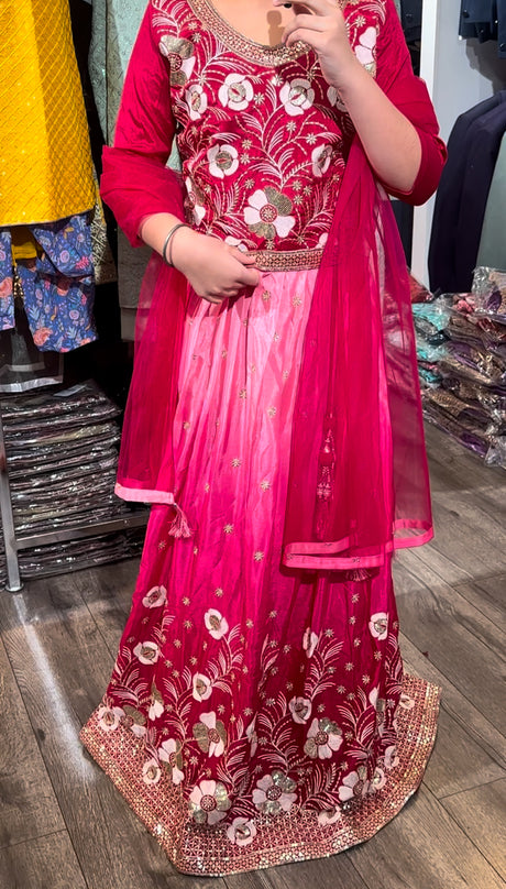 Kids pink lengha