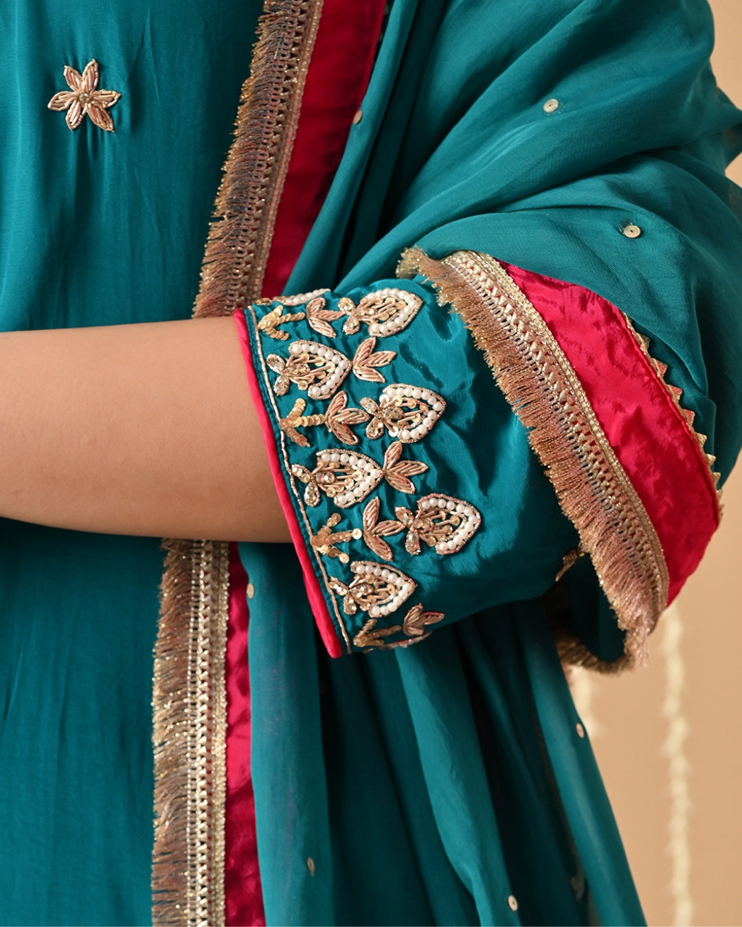 Teal And Rani Pink Farshi Salwar