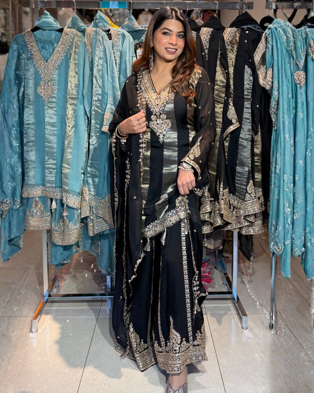 BLACK AND GOLD SHARARA