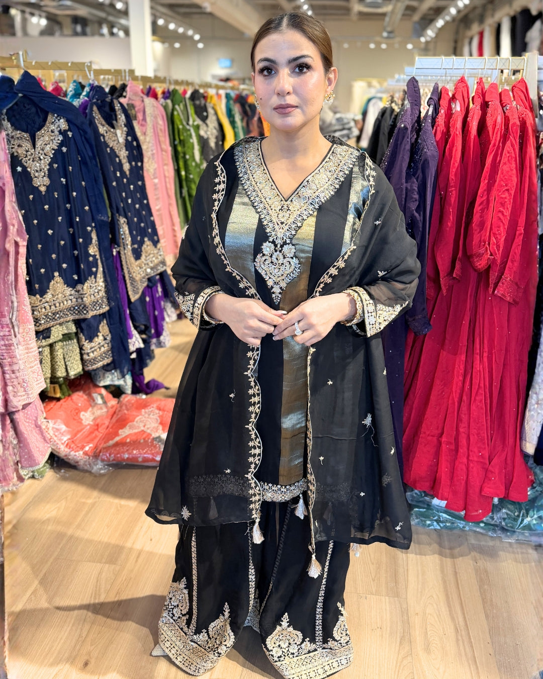 BLACK AND GOLD SHARARA