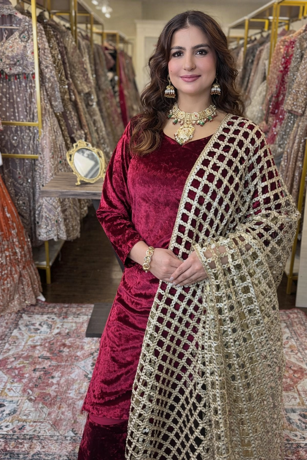 Mumtaz Mahal Jaal Dupatta Suit – Simran Exclusive