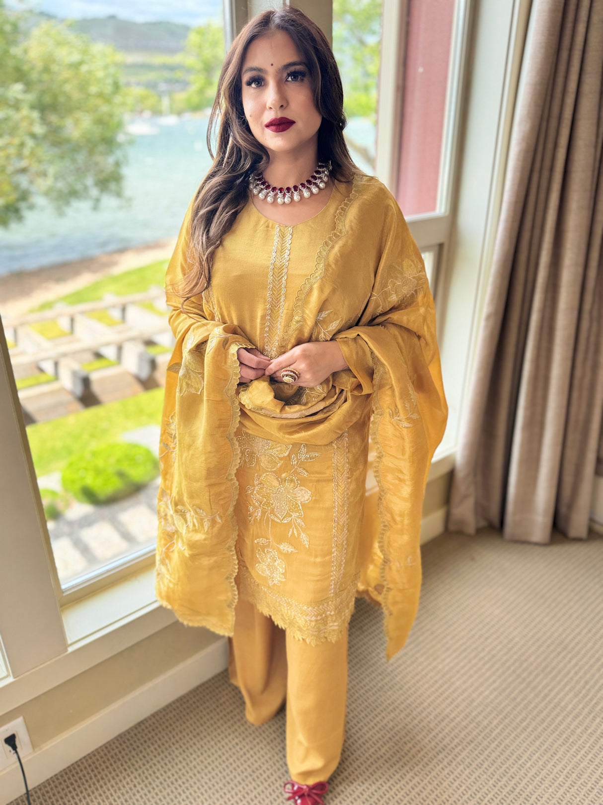 Olive Green Festive Suit