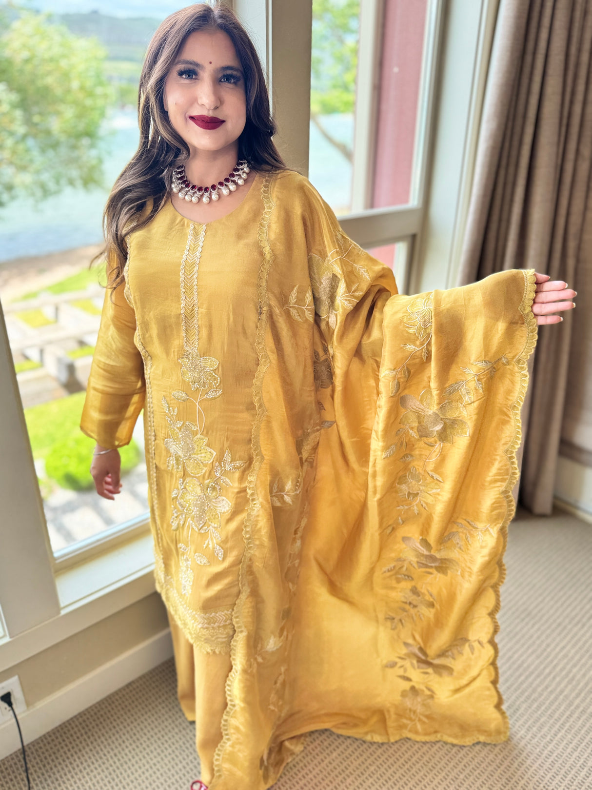 Olive Green Festive Suit