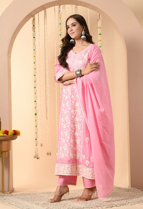 Gulaabi Noor – Baby Pink Embroidered Suit