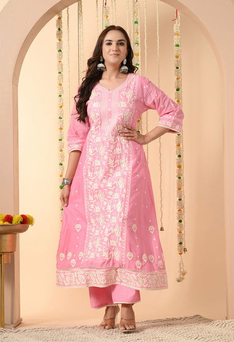 Gulaabi Noor – Baby Pink Embroidered Suit