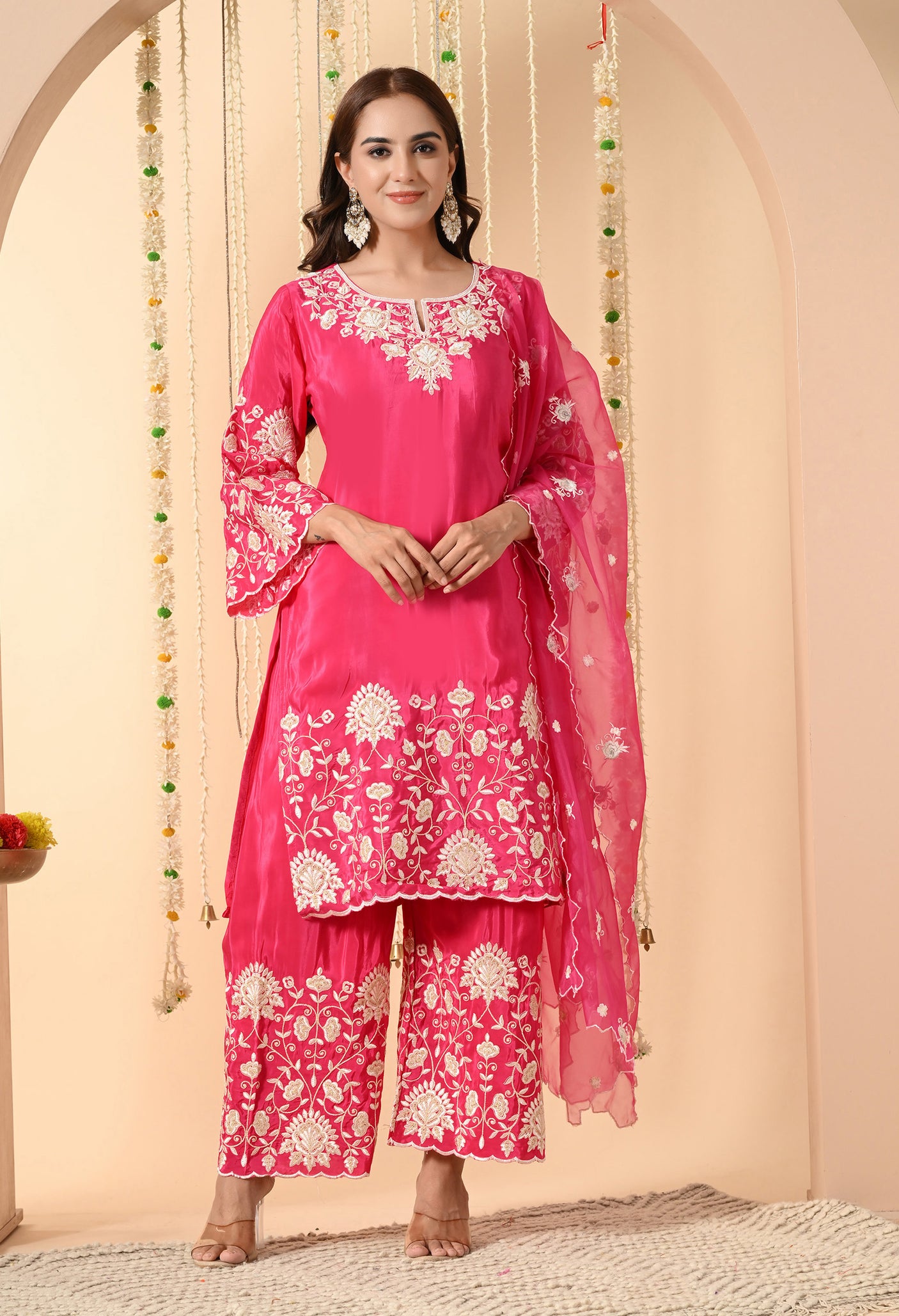 Gulzaar Fuchsia Embroidered Suit Set