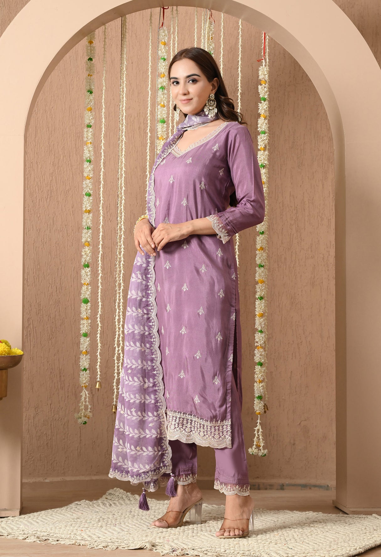Lavender Grace Embroidered Suit Set