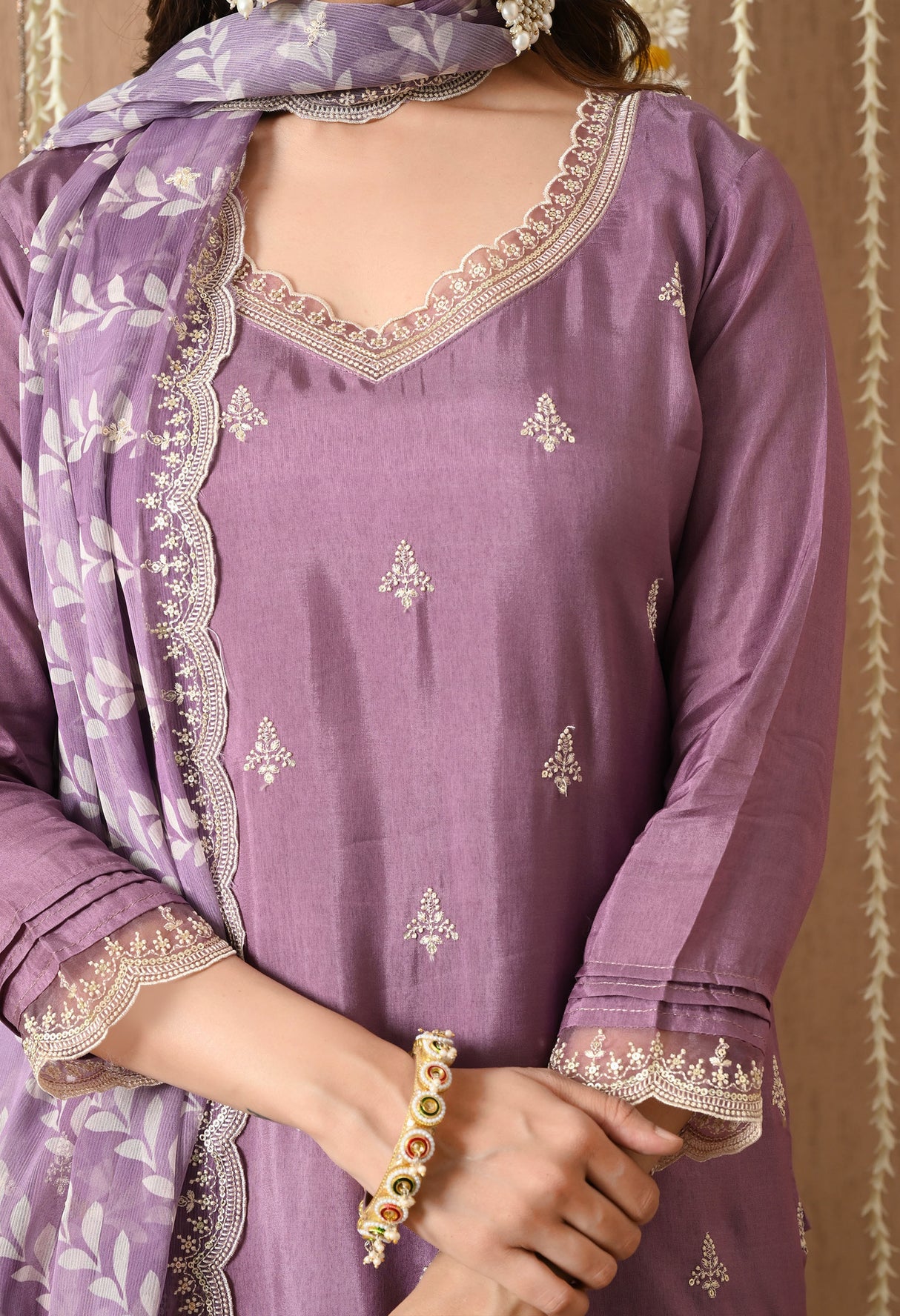 Lavender Grace Embroidered Suit Set