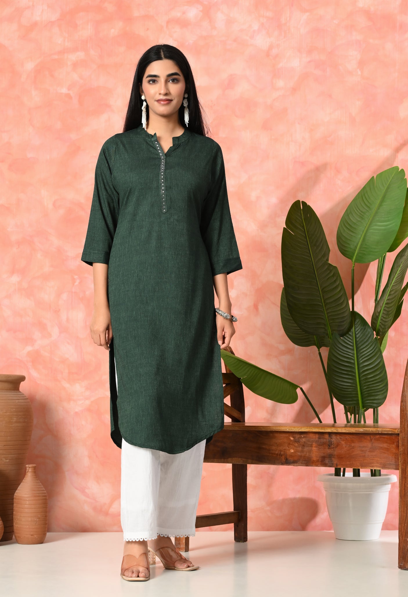 Ocean Breeze Blue-Green Cotton Kurti