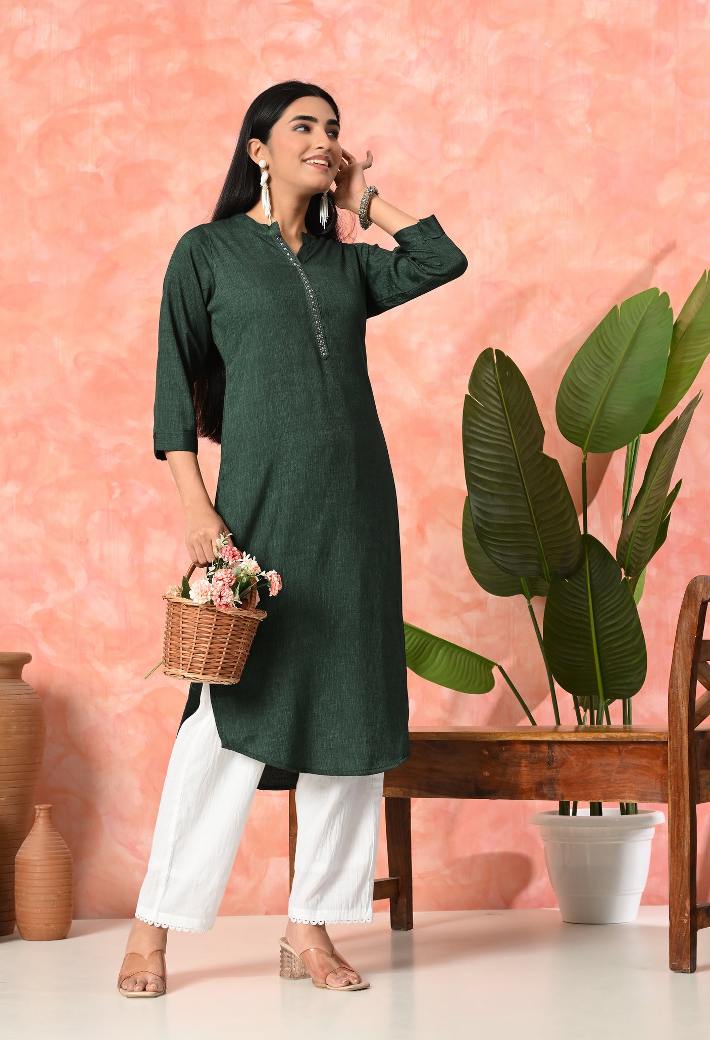 Ocean Breeze Blue-Green Cotton Kurti