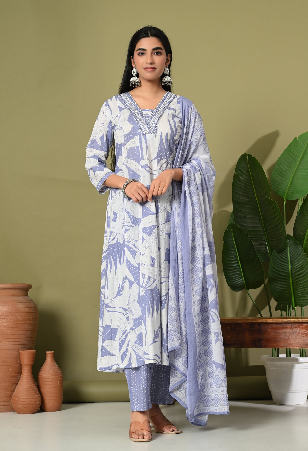 Lavender Leafy Breeze Anarkali Set