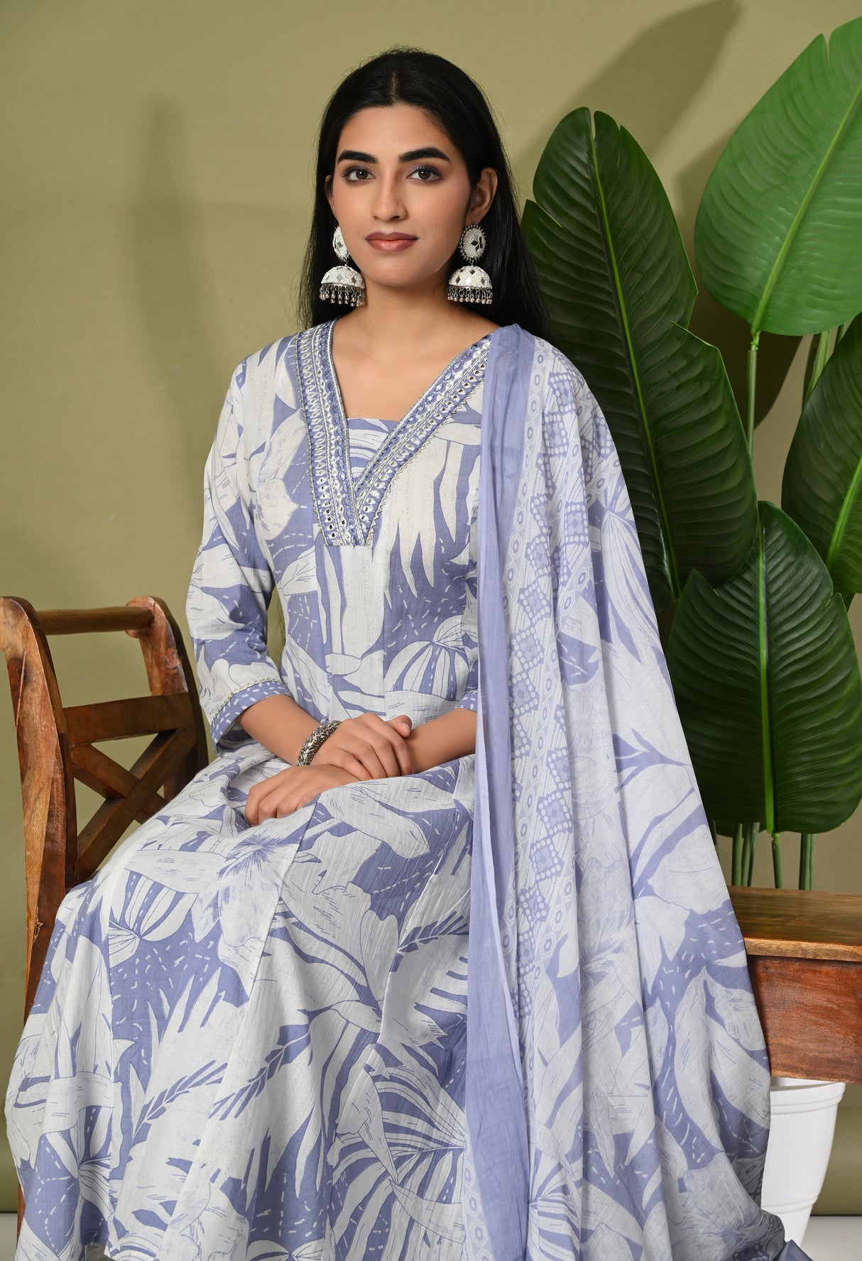 Lavender Leafy Breeze Anarkali Set