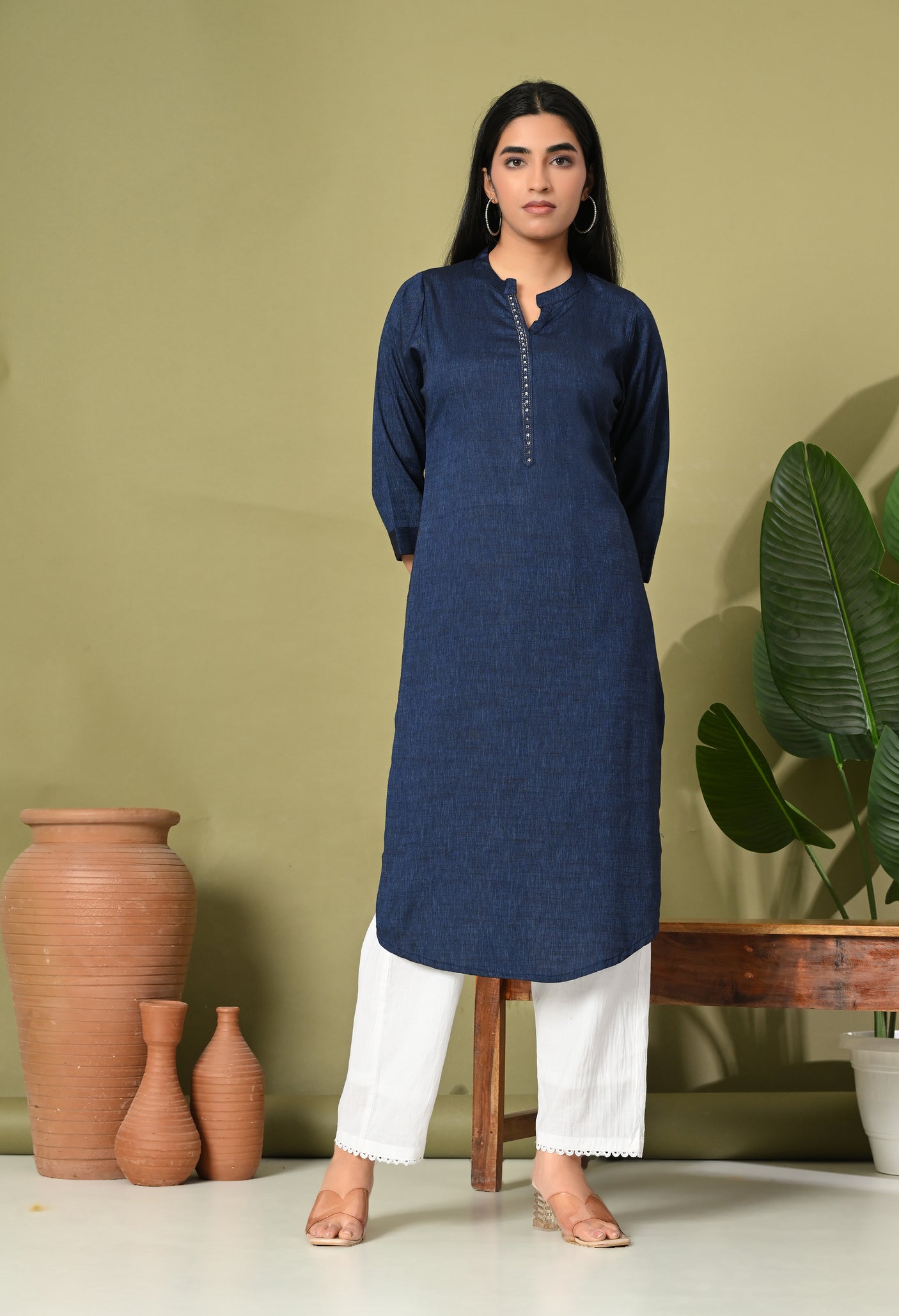 Ocean Breeze Blue-Green Cotton Kurti