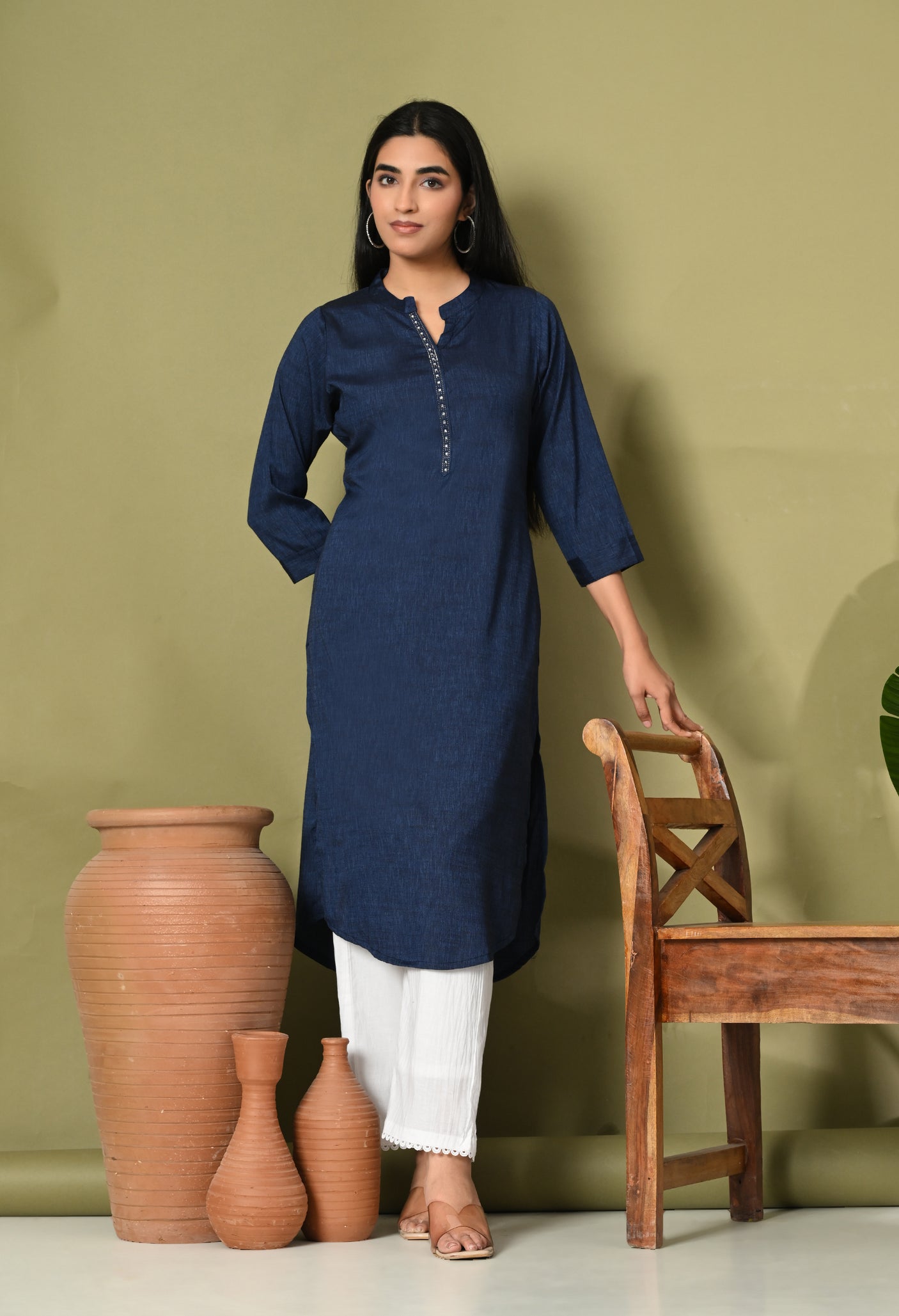 Ocean Breeze Blue-Green Cotton Kurti