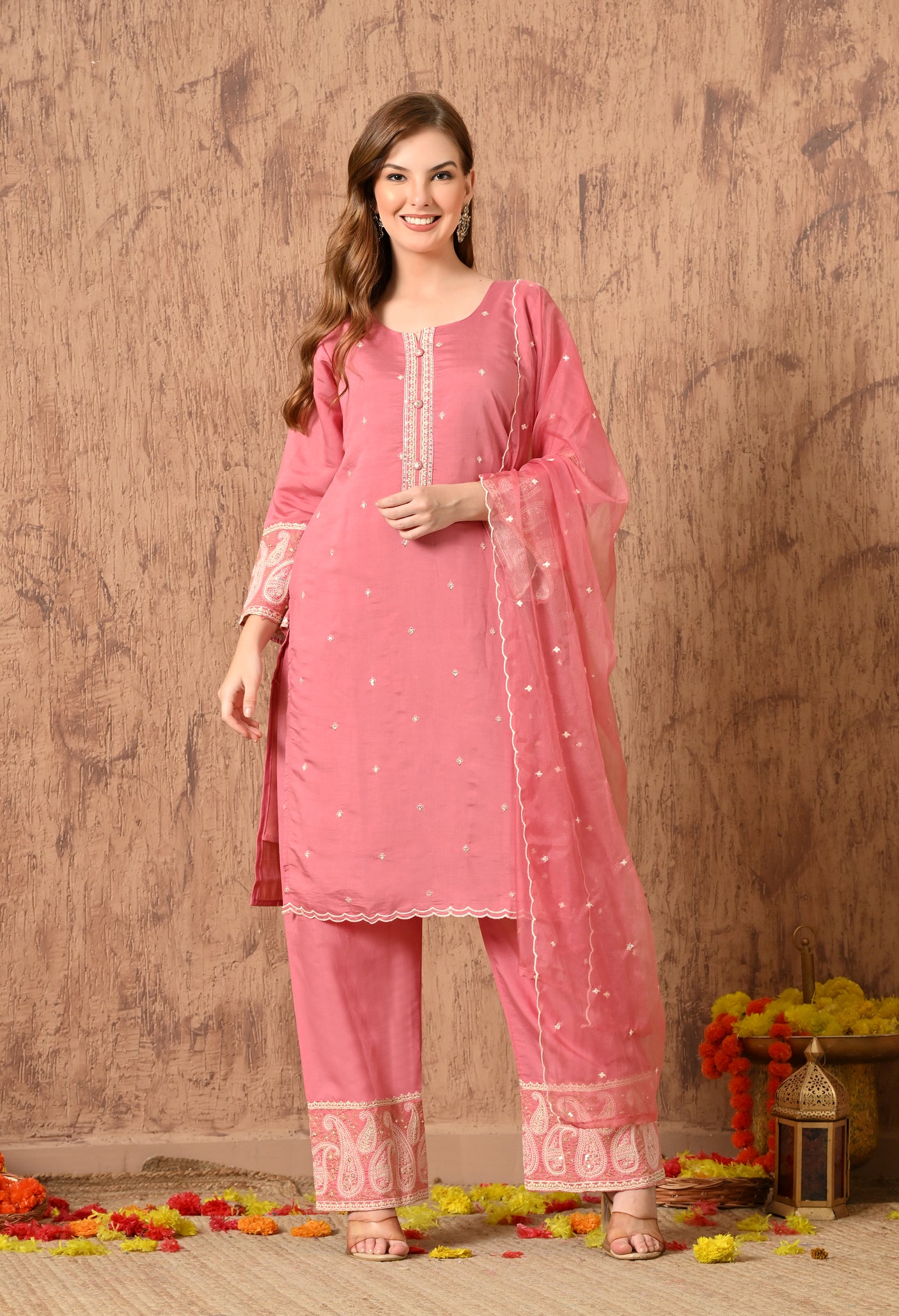 Pink cotton suit