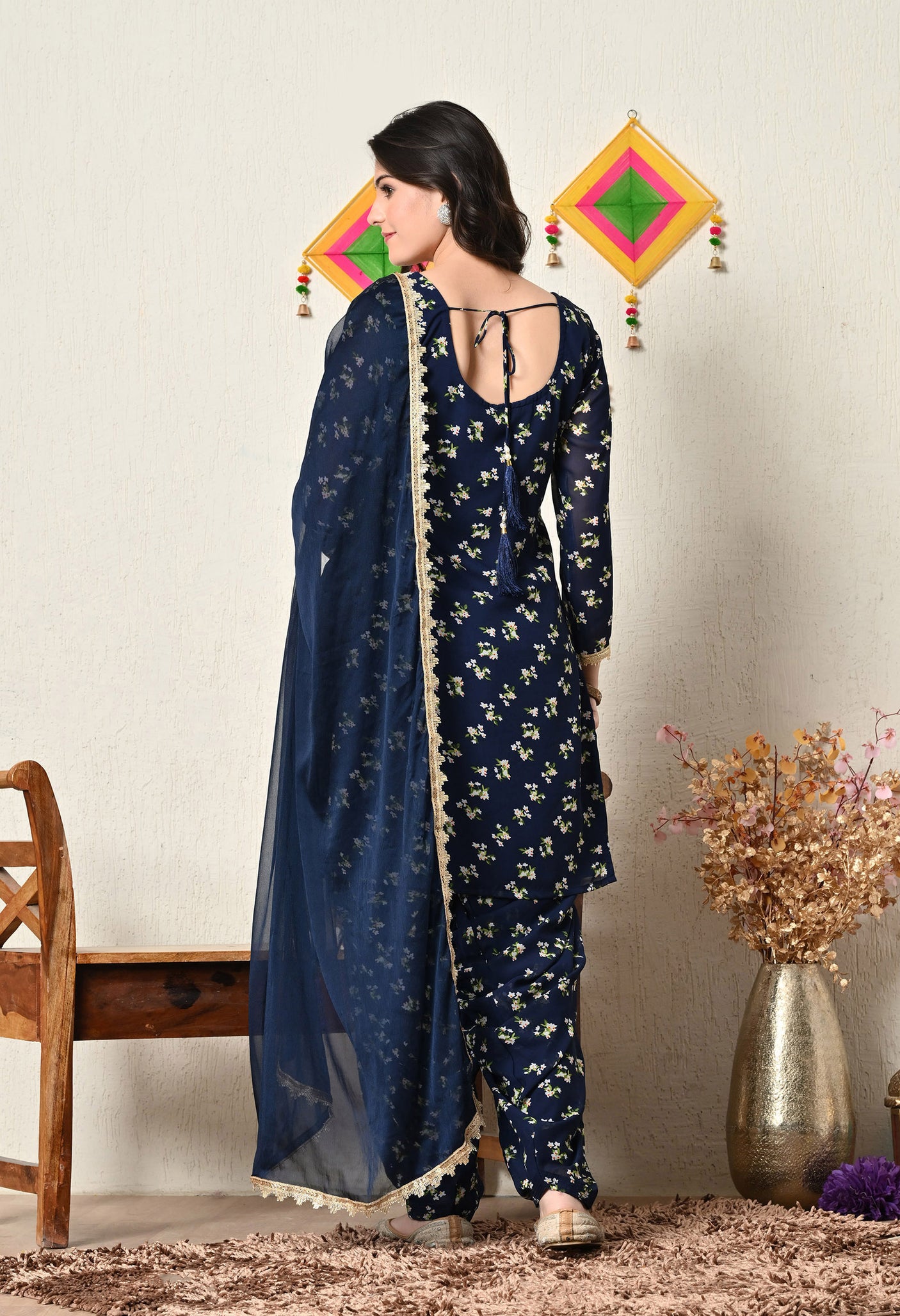 Mother Daughter Combo-Electric Blue Patiala Suit
