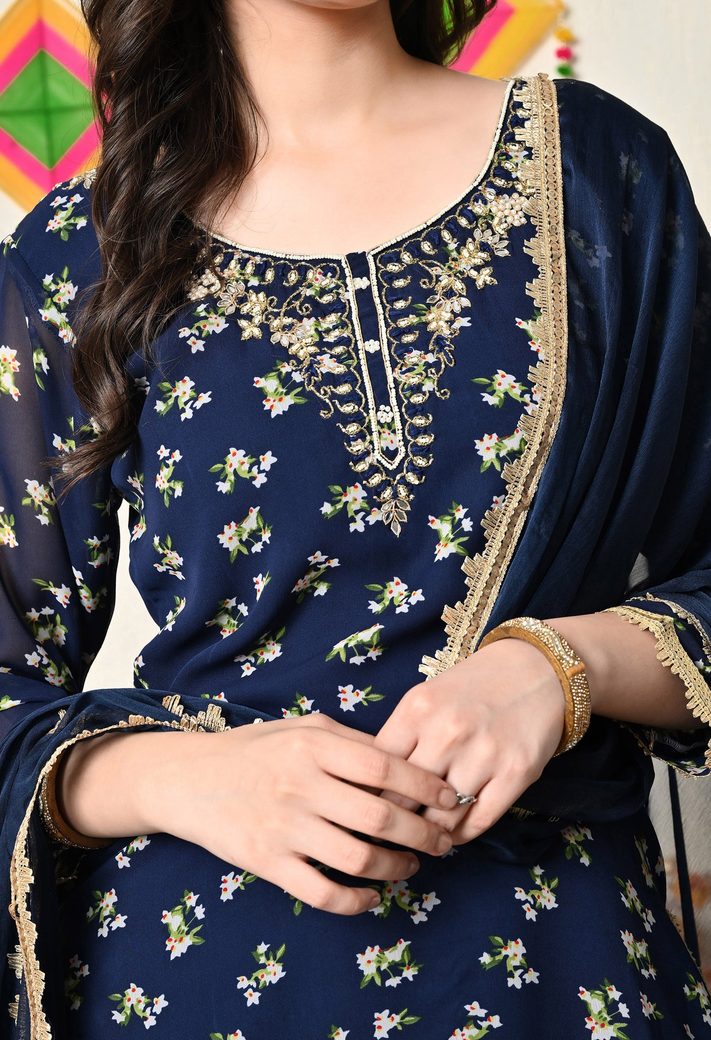 Mother Daughter Combo-Electric Blue Patiala Suit