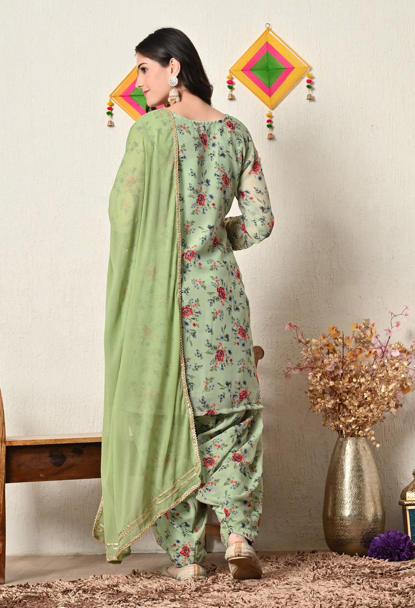 Floral Green Salwar Patiala Suit