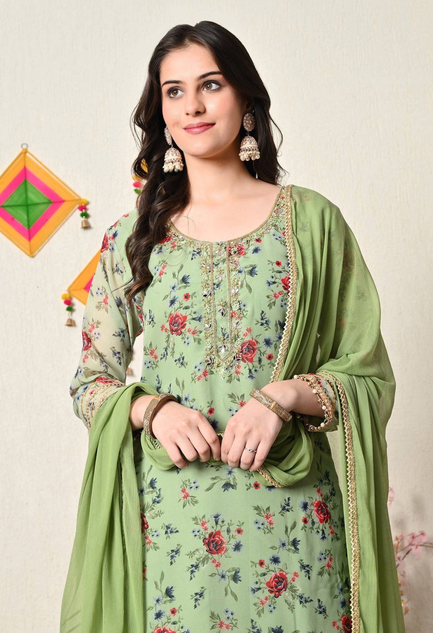 Floral Green Salwar Patiala Suit