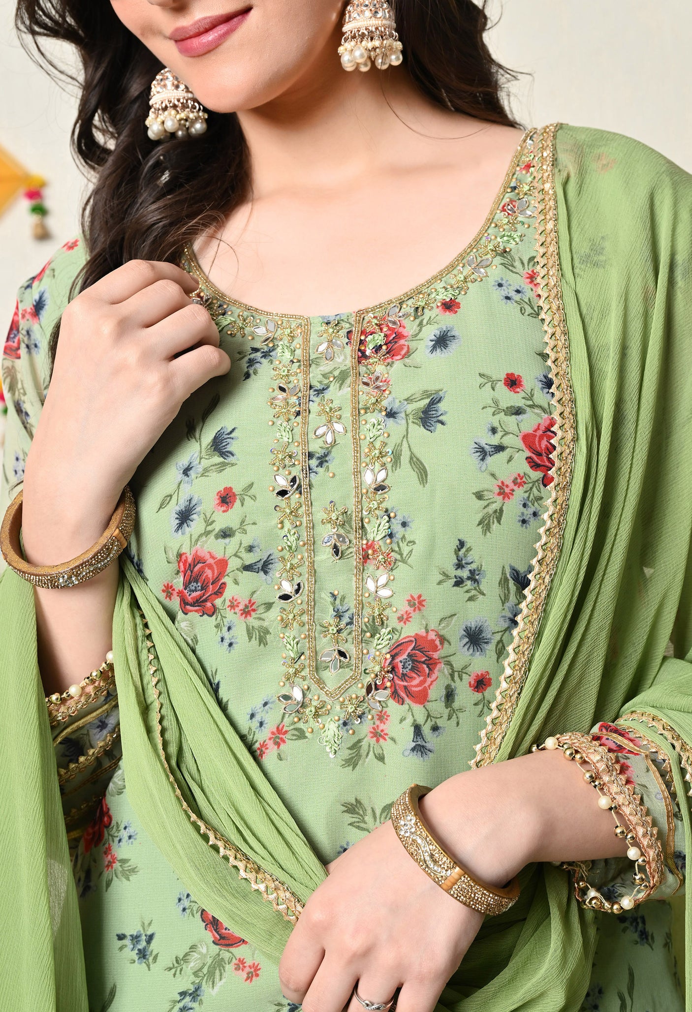 Floral Green Salwar Patiala Suit