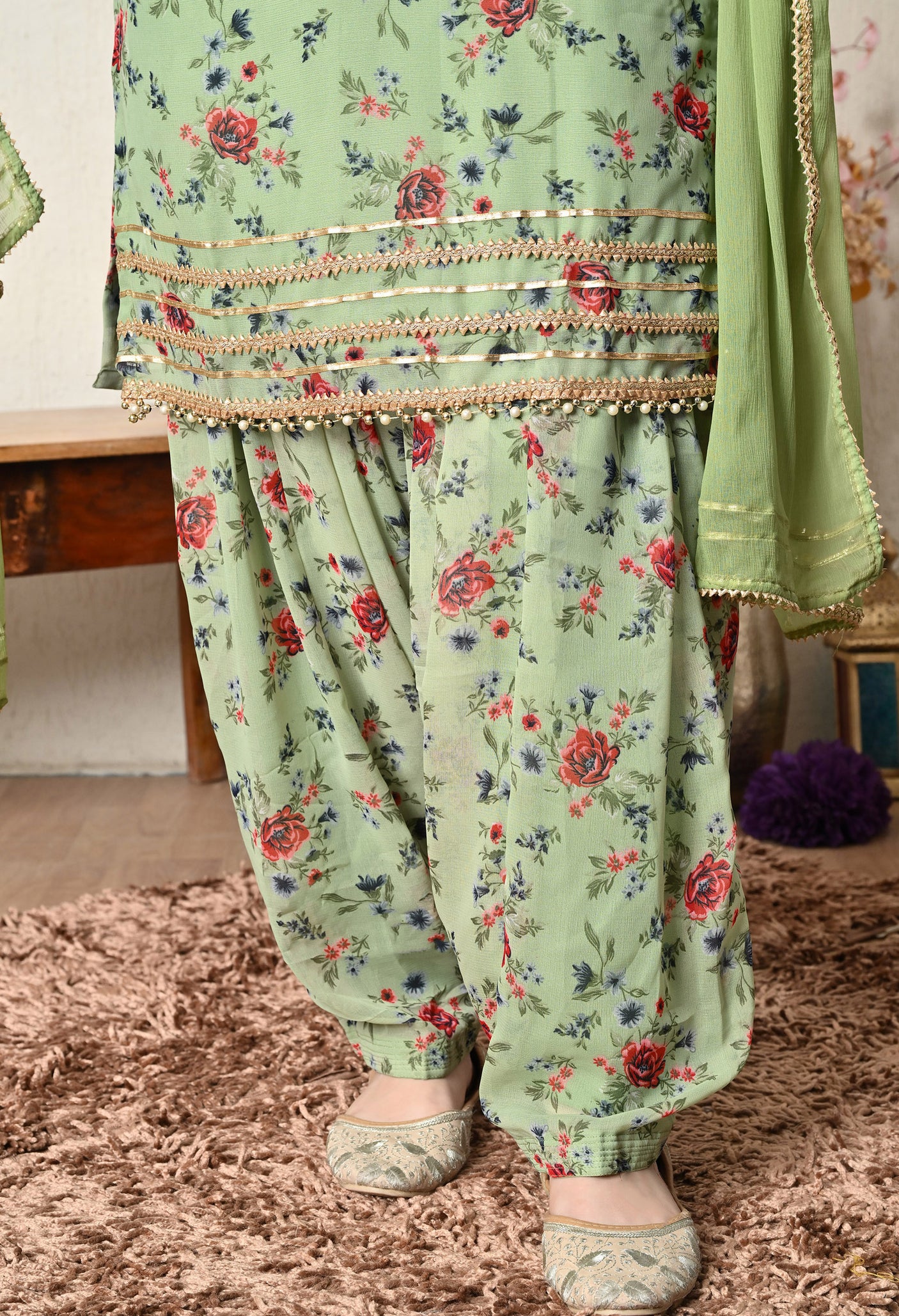 Floral Green Salwar Patiala Suit