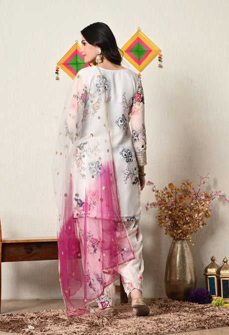 White Flare Salwar Patiala Suit