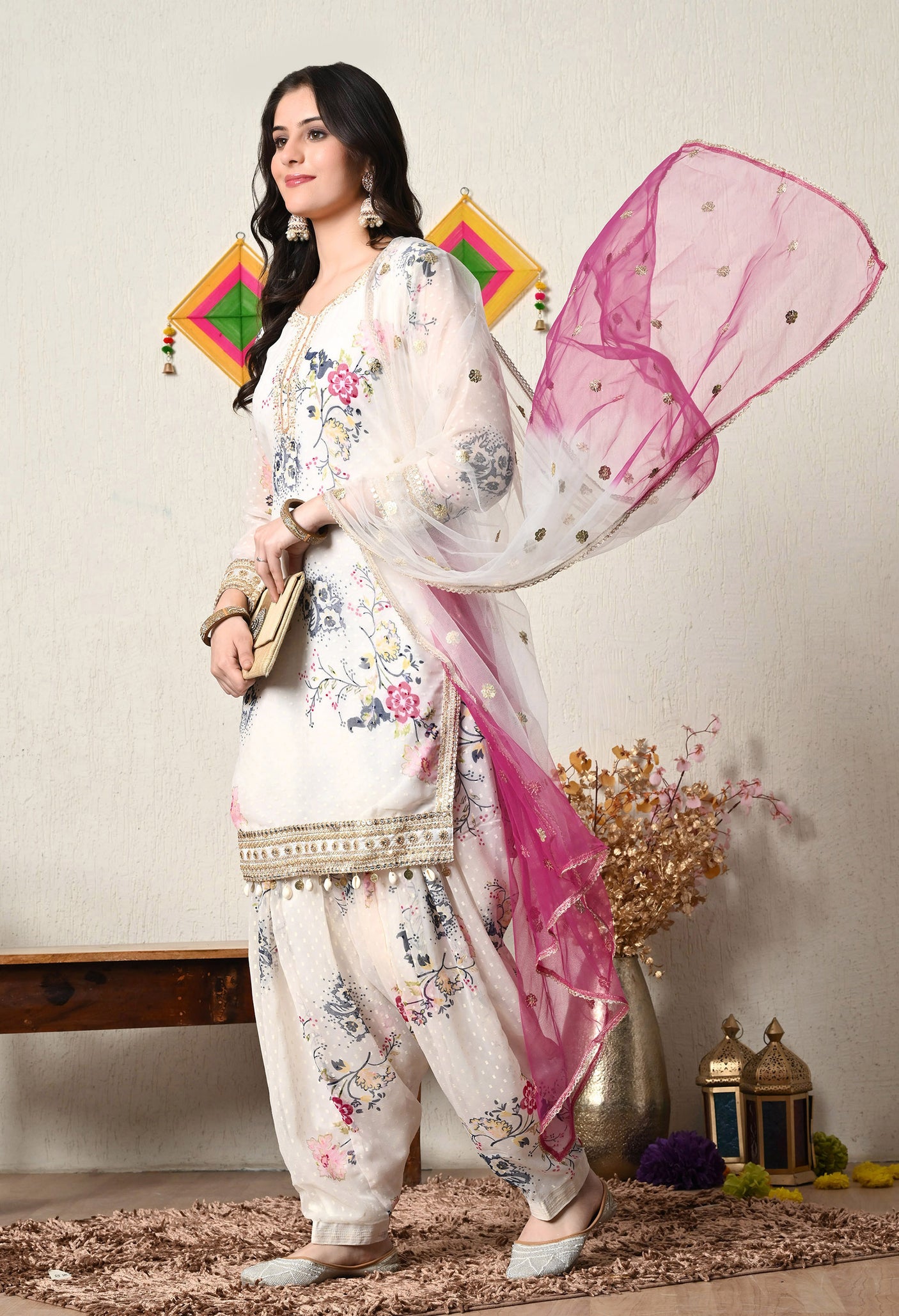 White Flare Salwar Patiala Suit