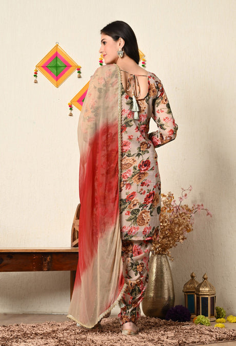Floral Beige  Salwar Patiala Suit
