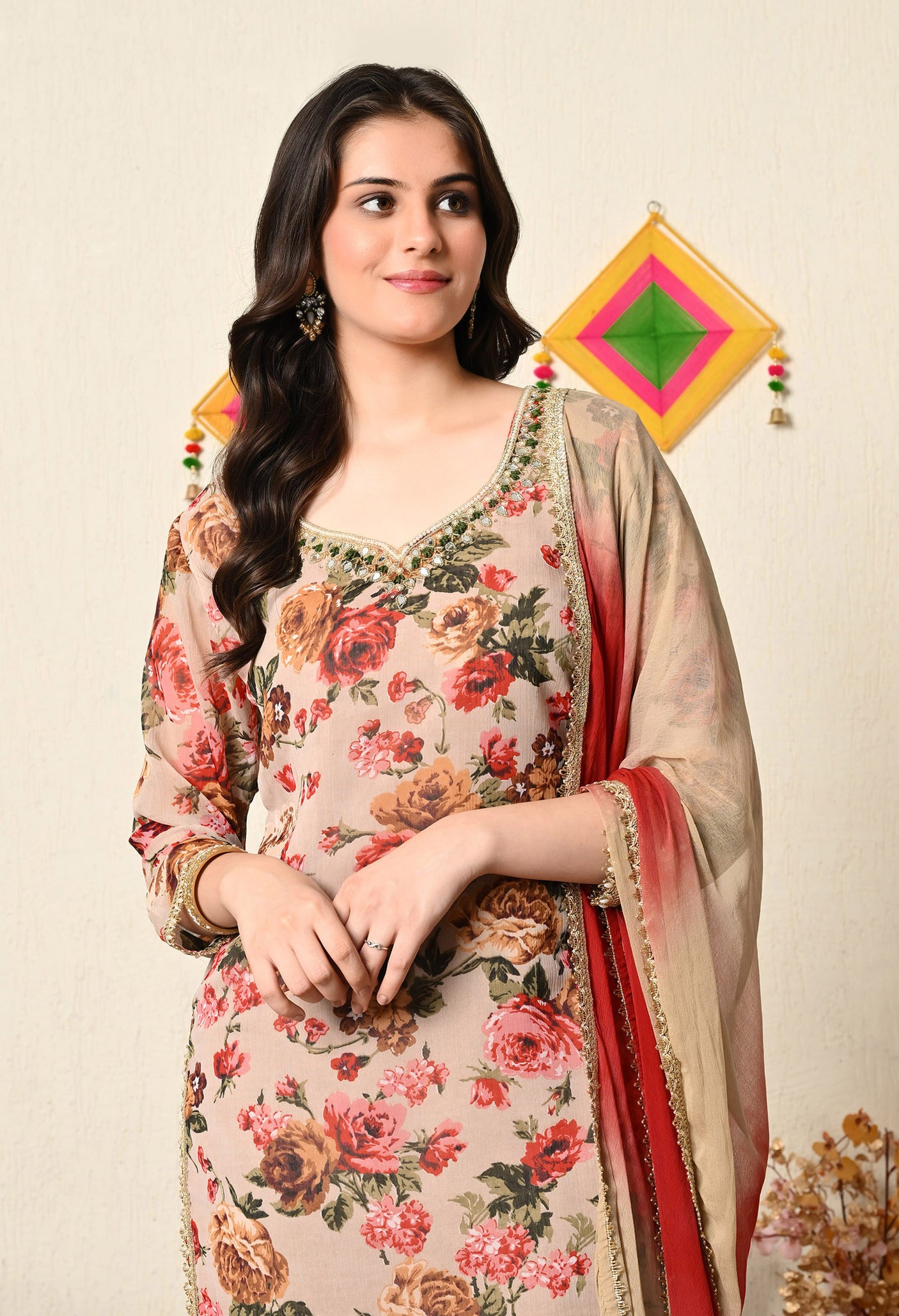 Floral Beige  Salwar Patiala Suit