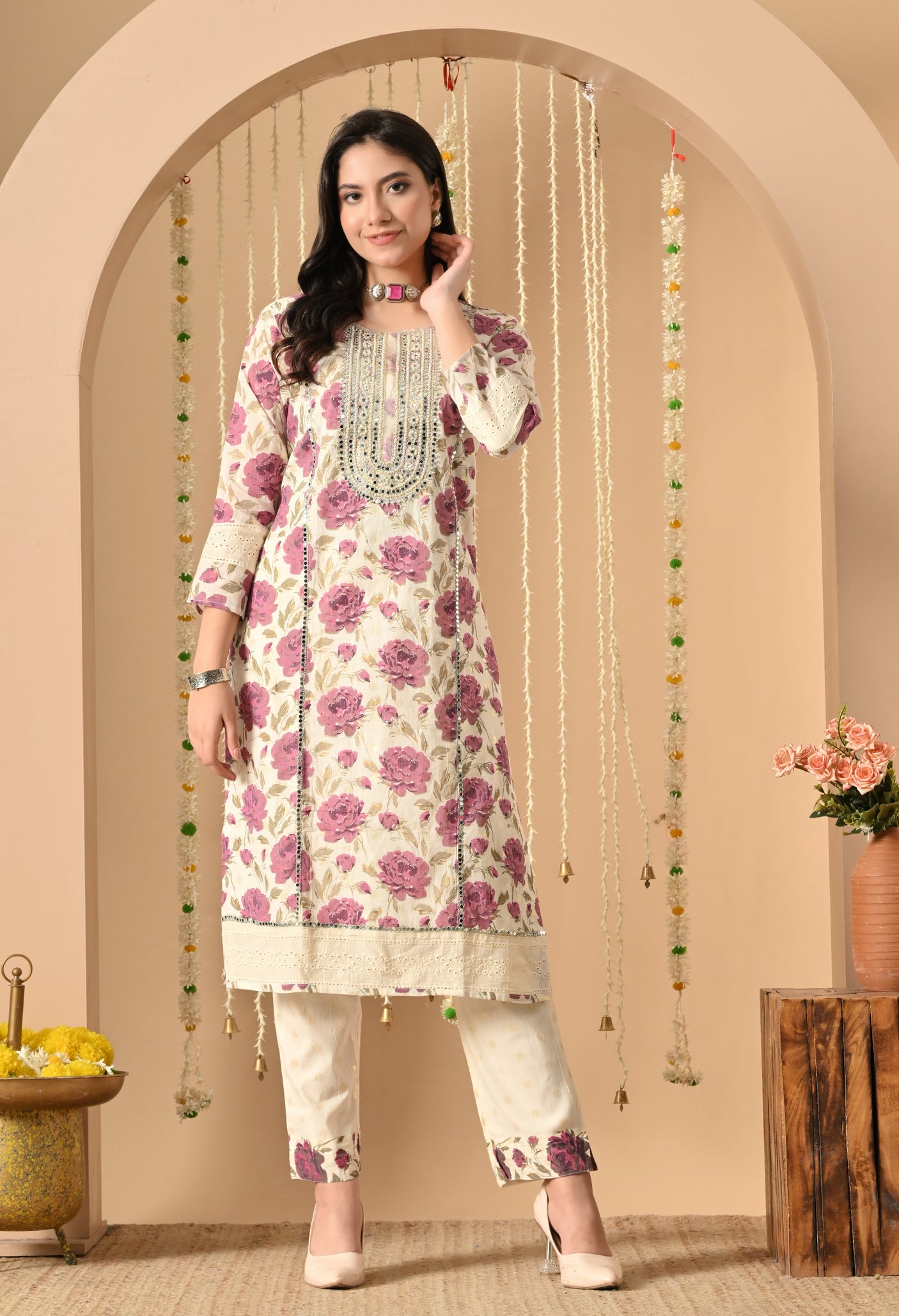 Cotton Pearl pant suit