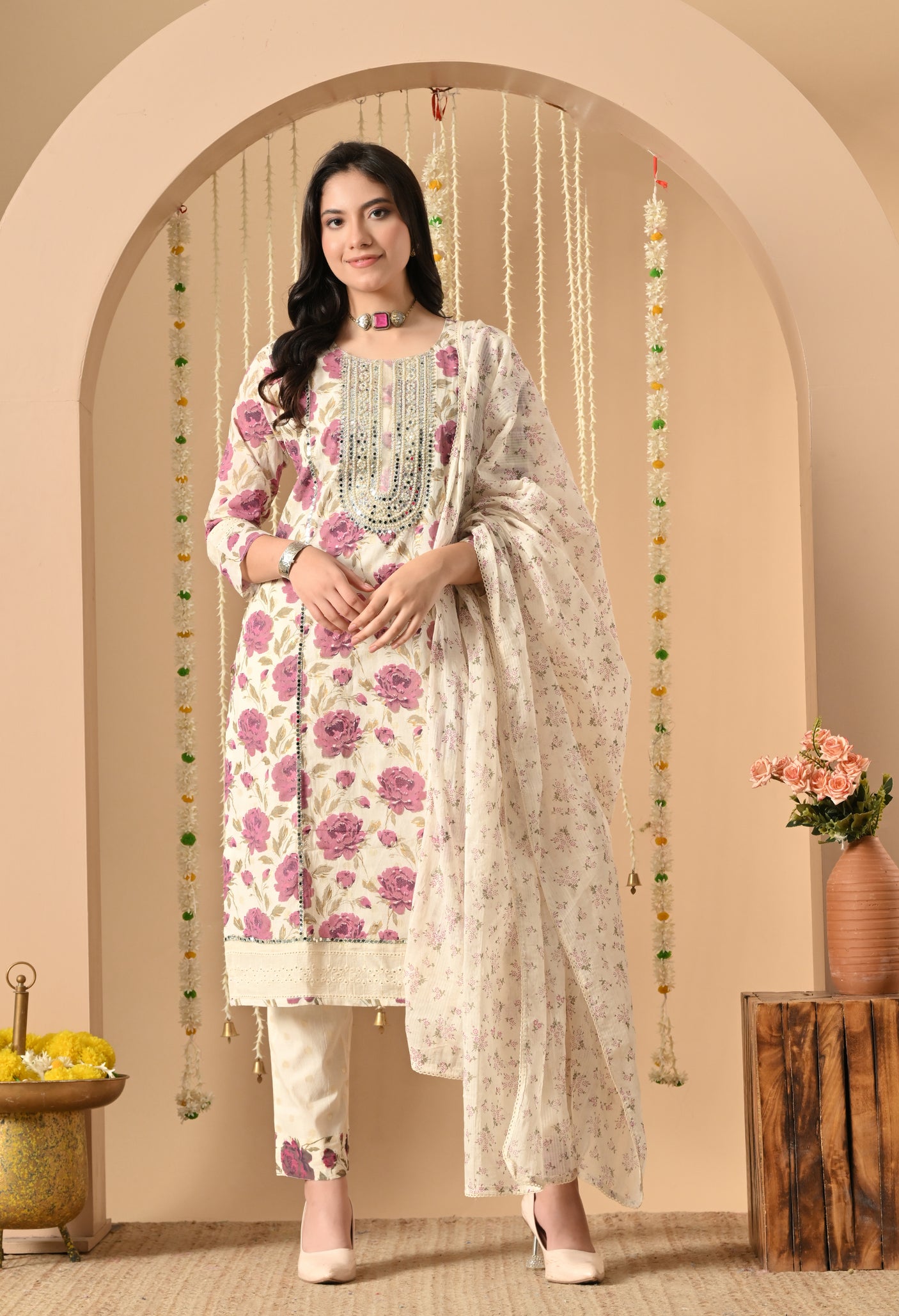Cotton Pearl pant suit