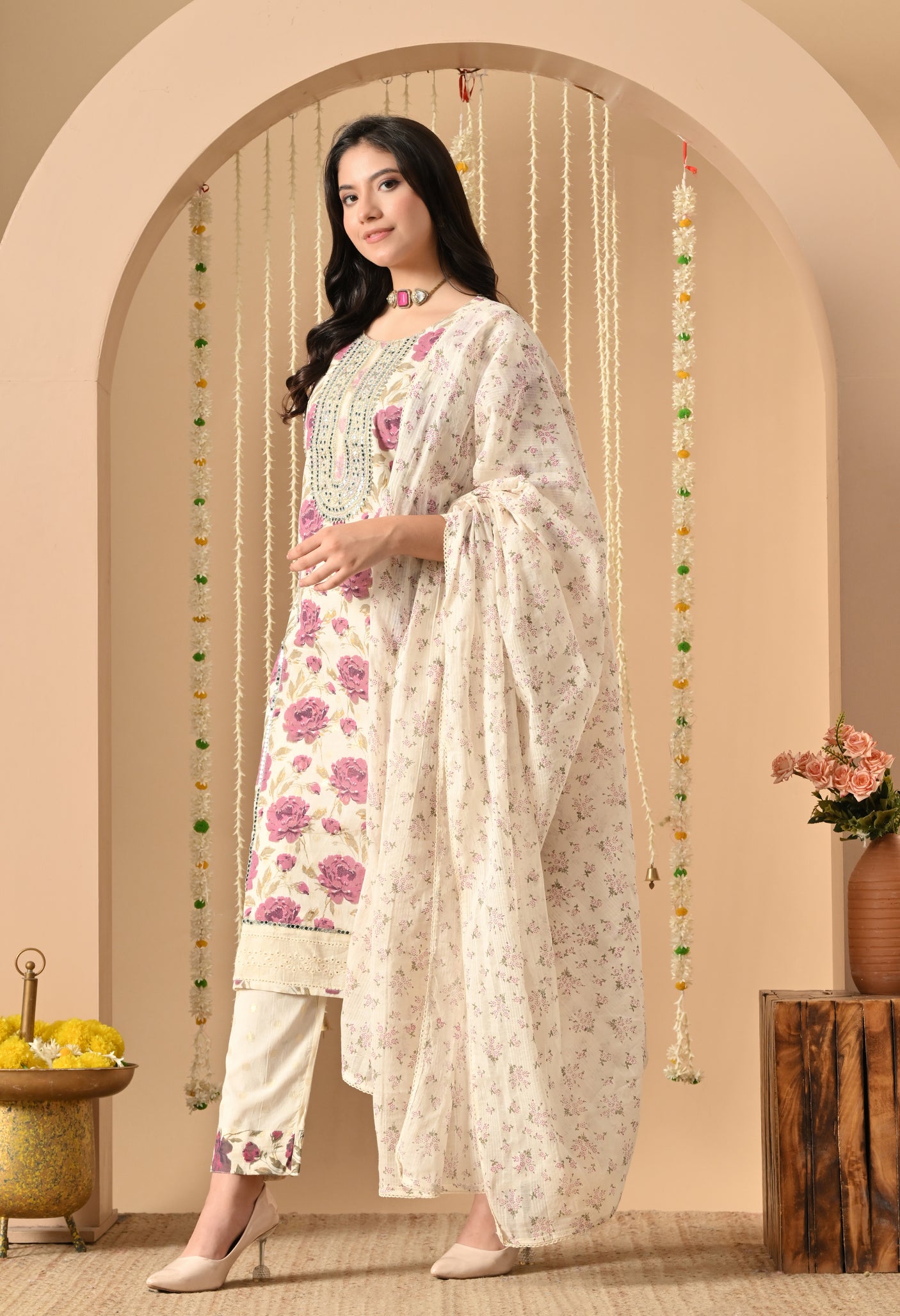 Cotton Pearl pant suit