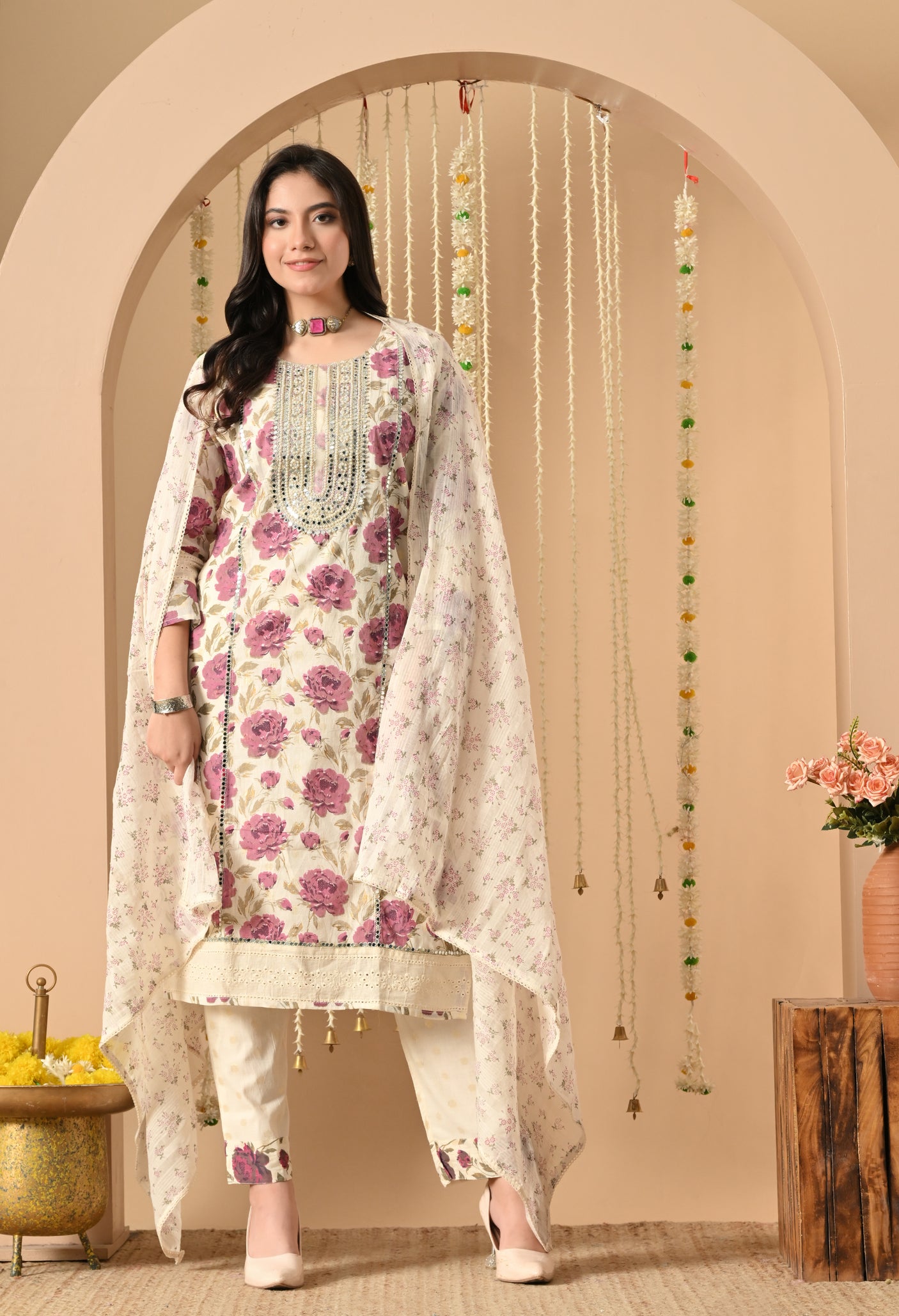 Cotton Pearl pant suit
