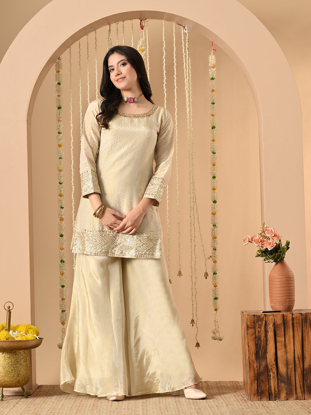 Golden Noor sharara set