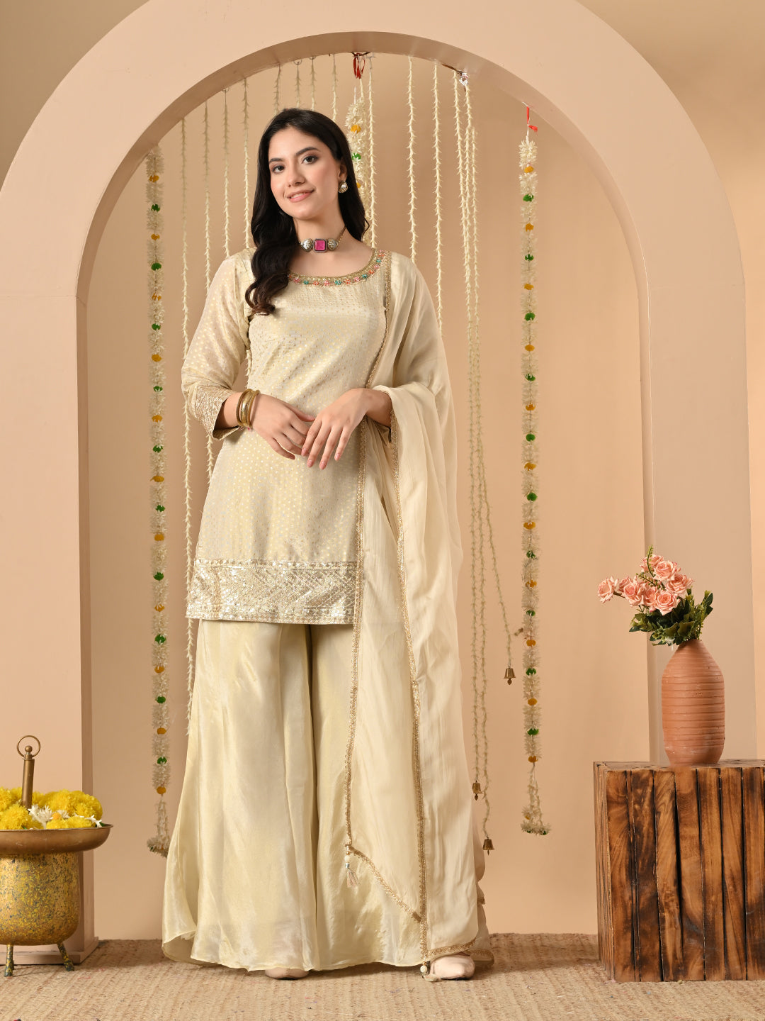 Golden Noor sharara set