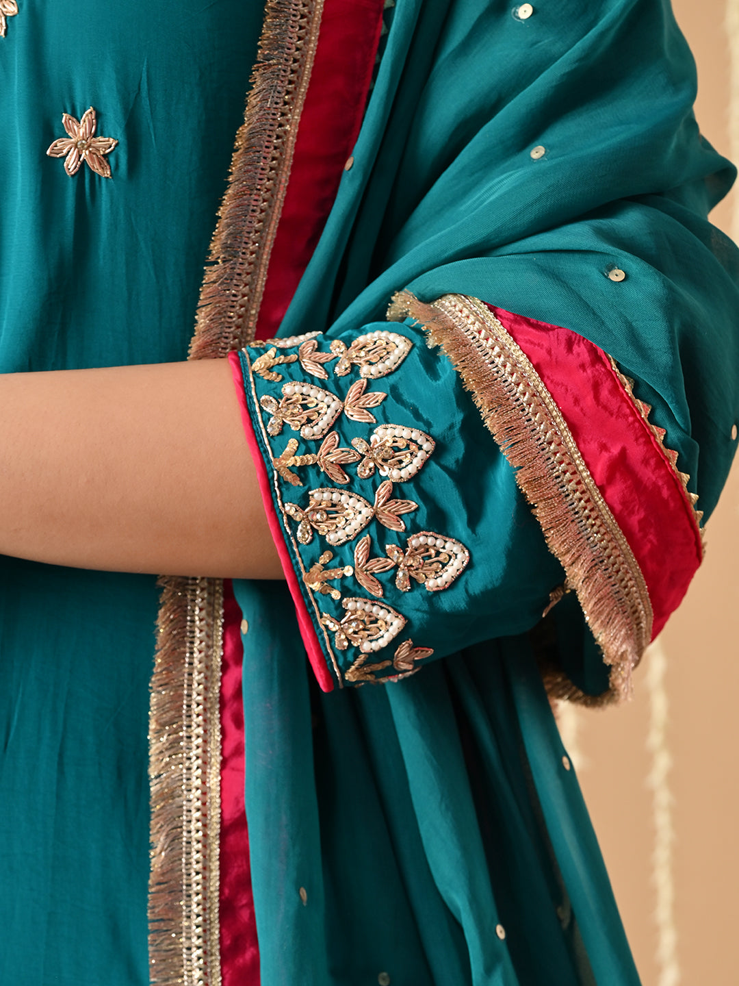 teal and rani pink farshi salwar