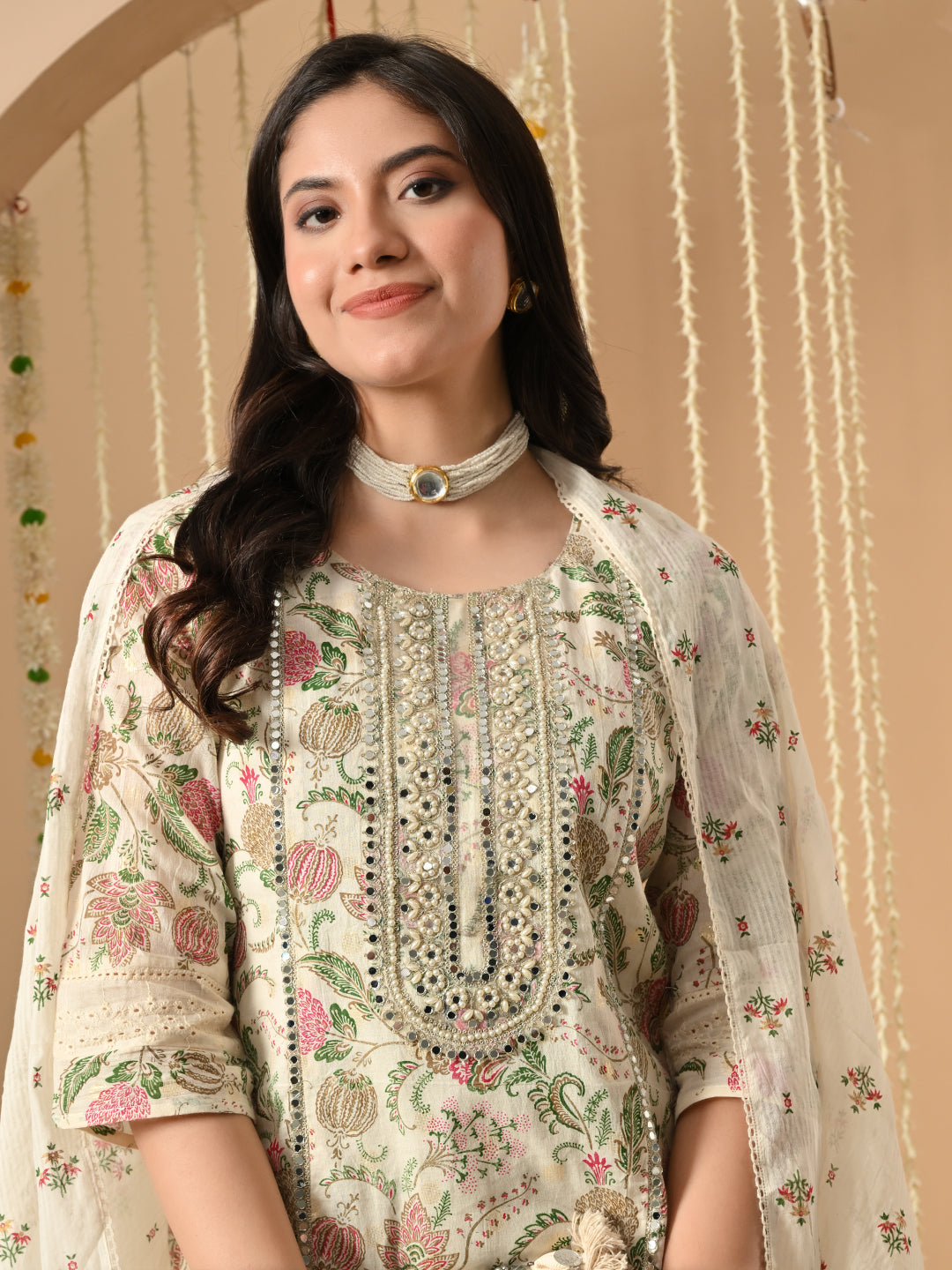 White Pearl cotton gharara suit