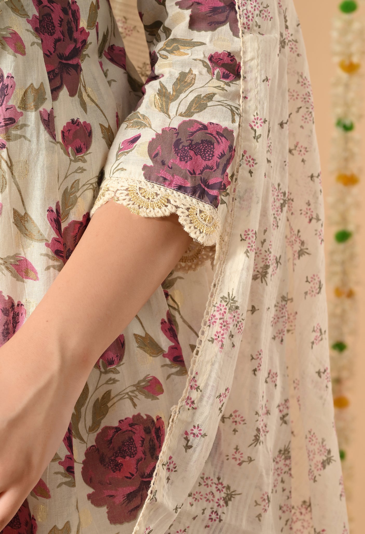 Cotton Pearl anarkali suit