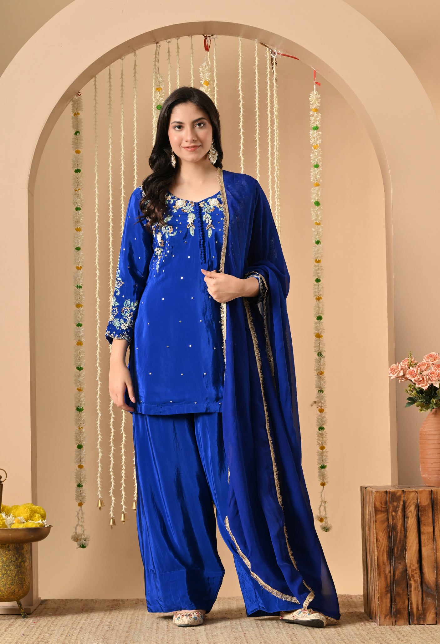 Royal Blue Hand Work Farshi