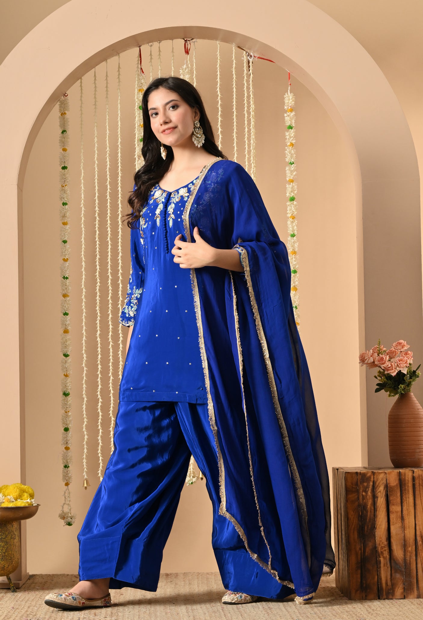 Royal Blue Hand Work Farshi