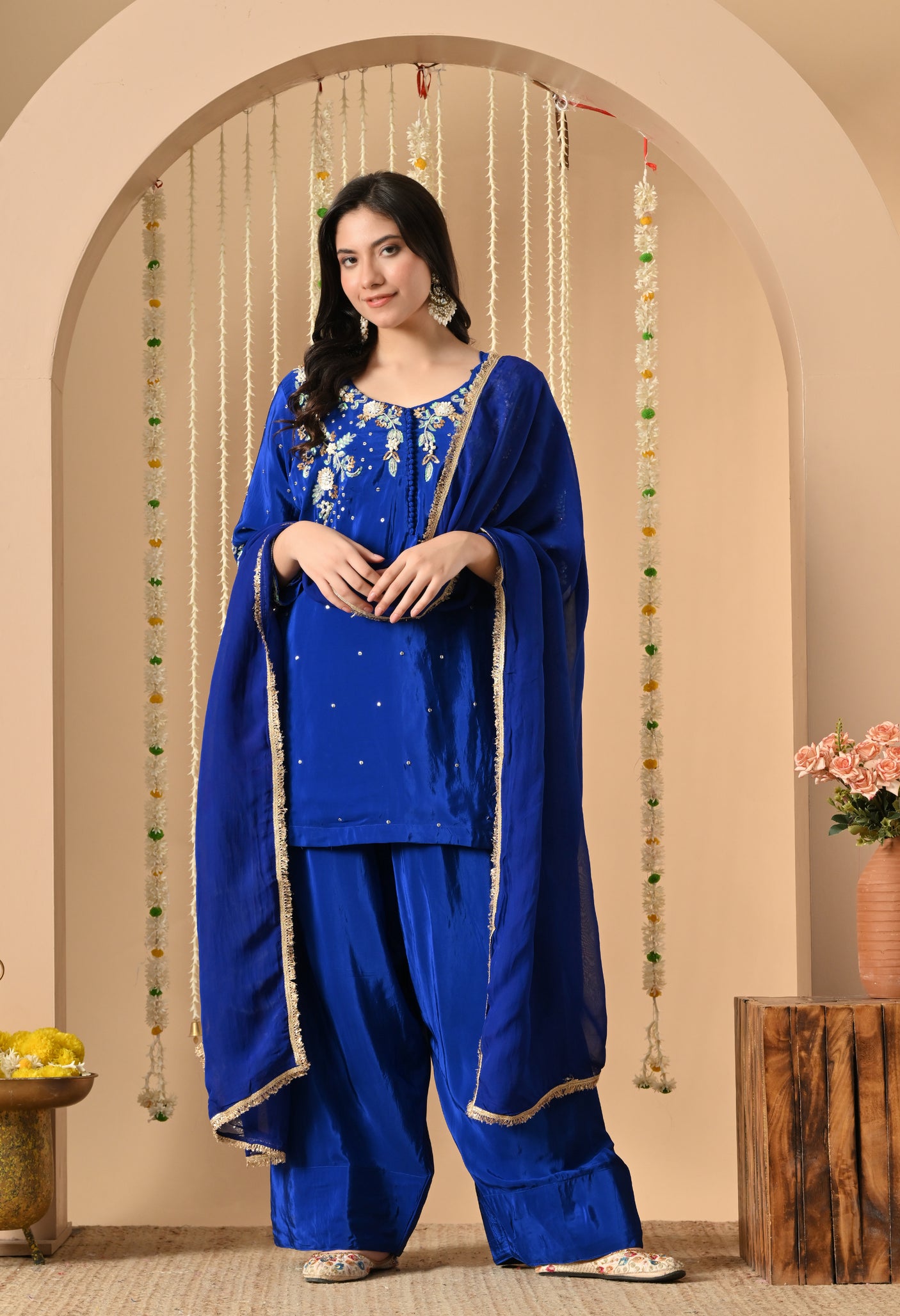 Royal Blue Hand Work Farshi
