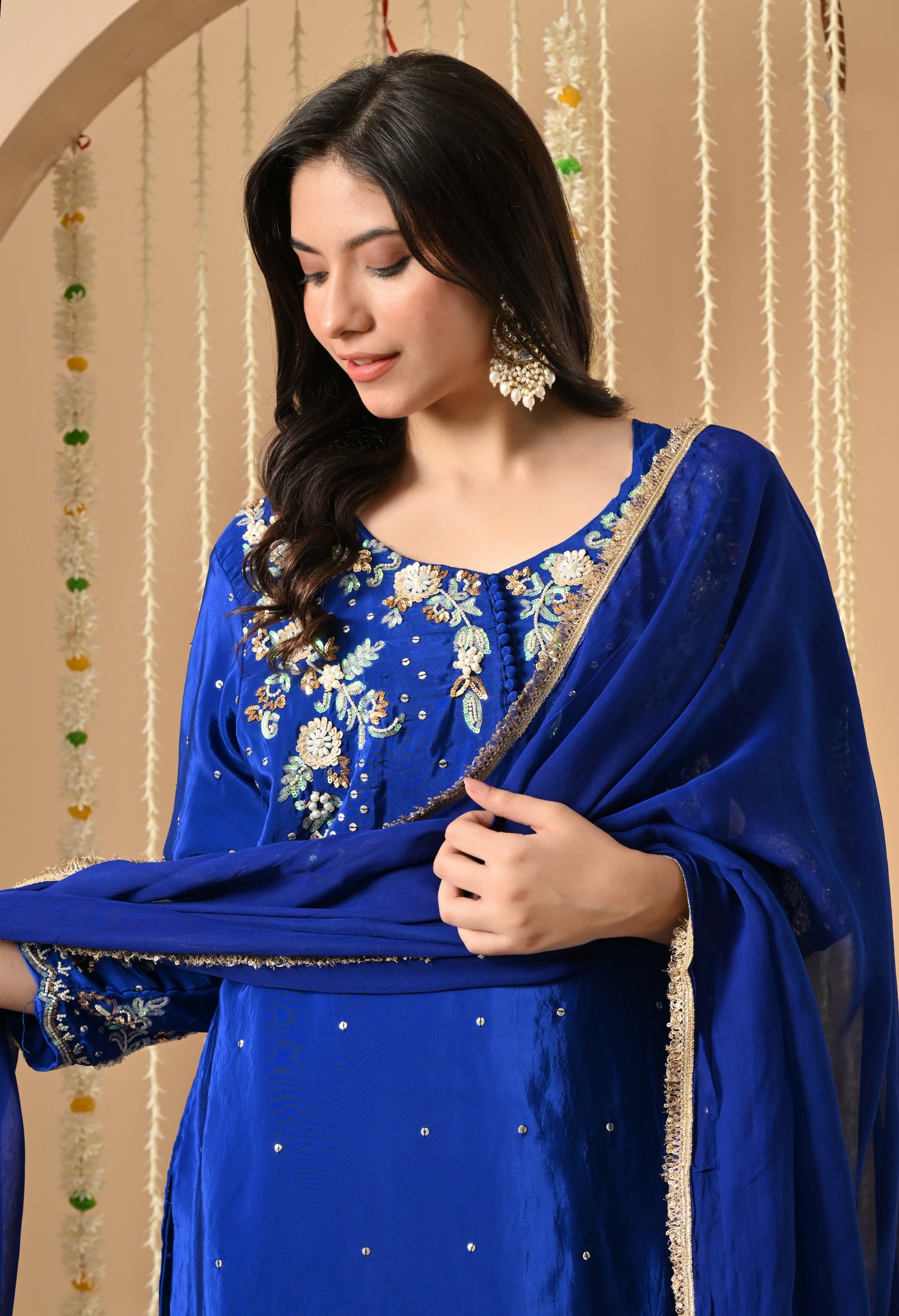 Royal Blue Hand Work Farshi