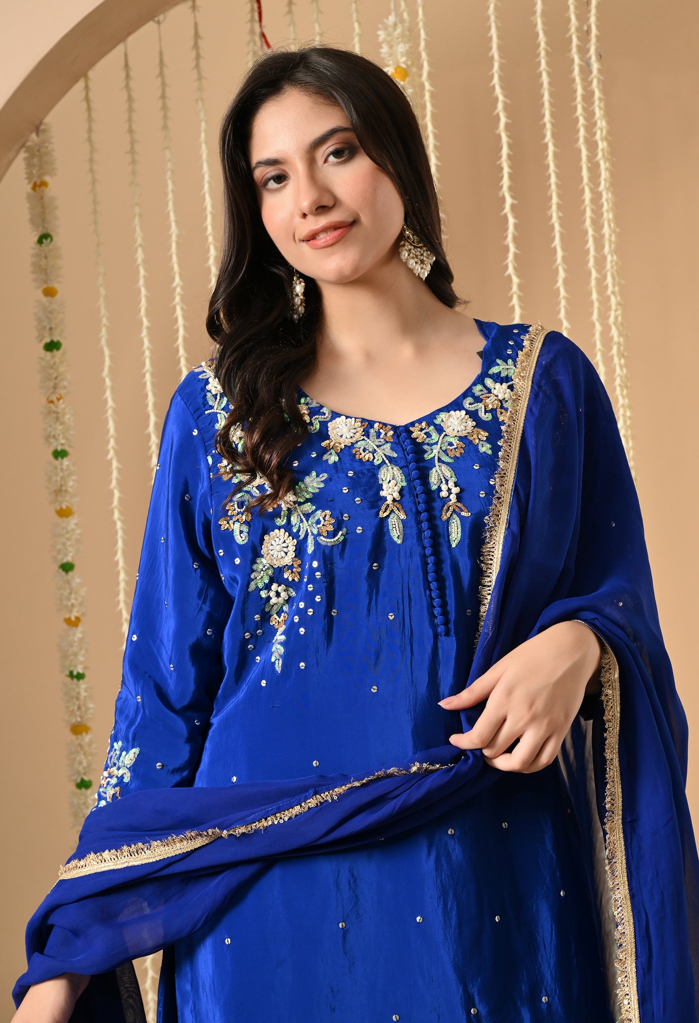 Royal Blue Hand Work Farshi