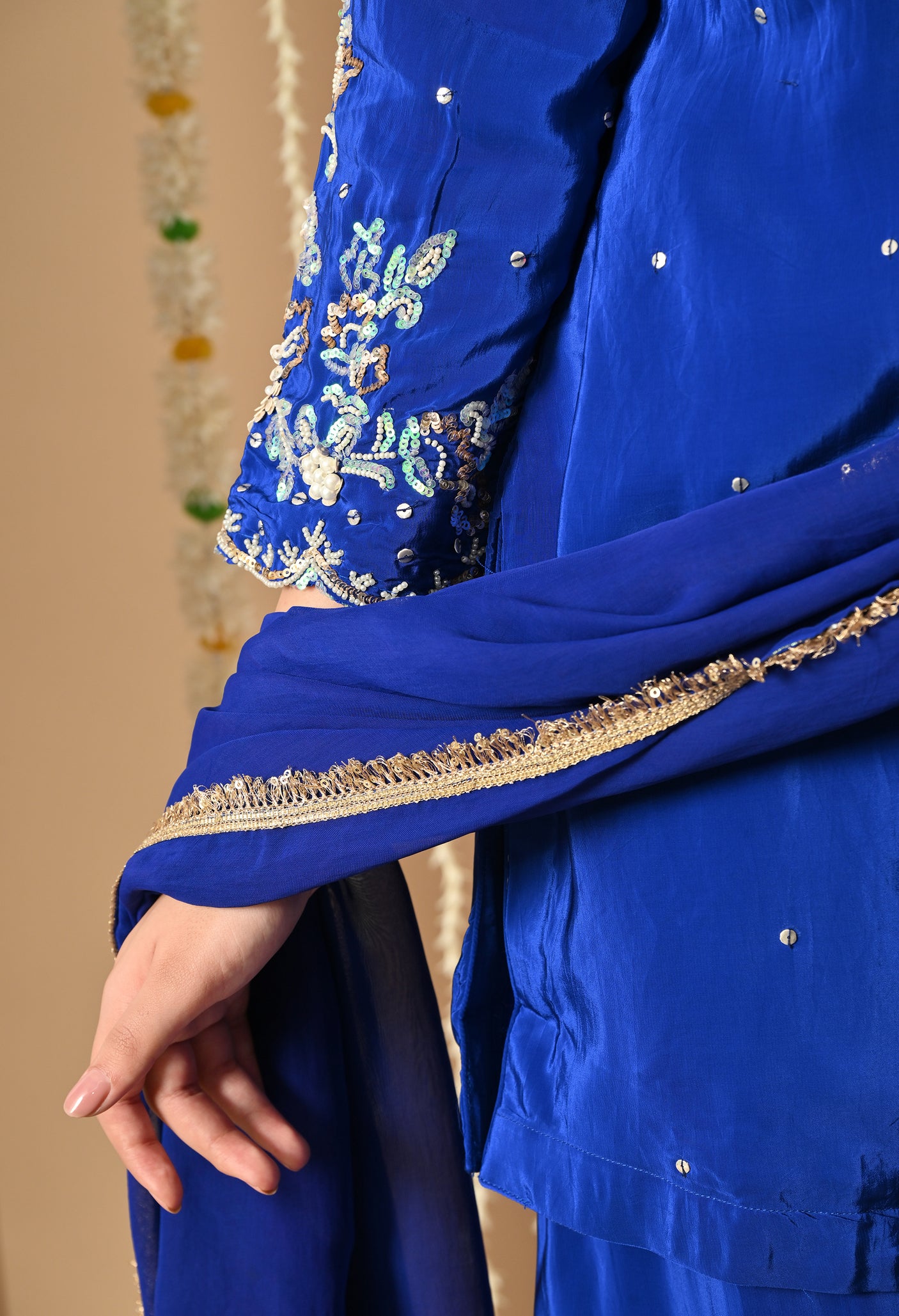 Royal Blue Hand Work Farshi