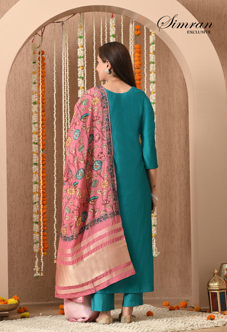 Neelkamal Teal Hand Embroidered Suit