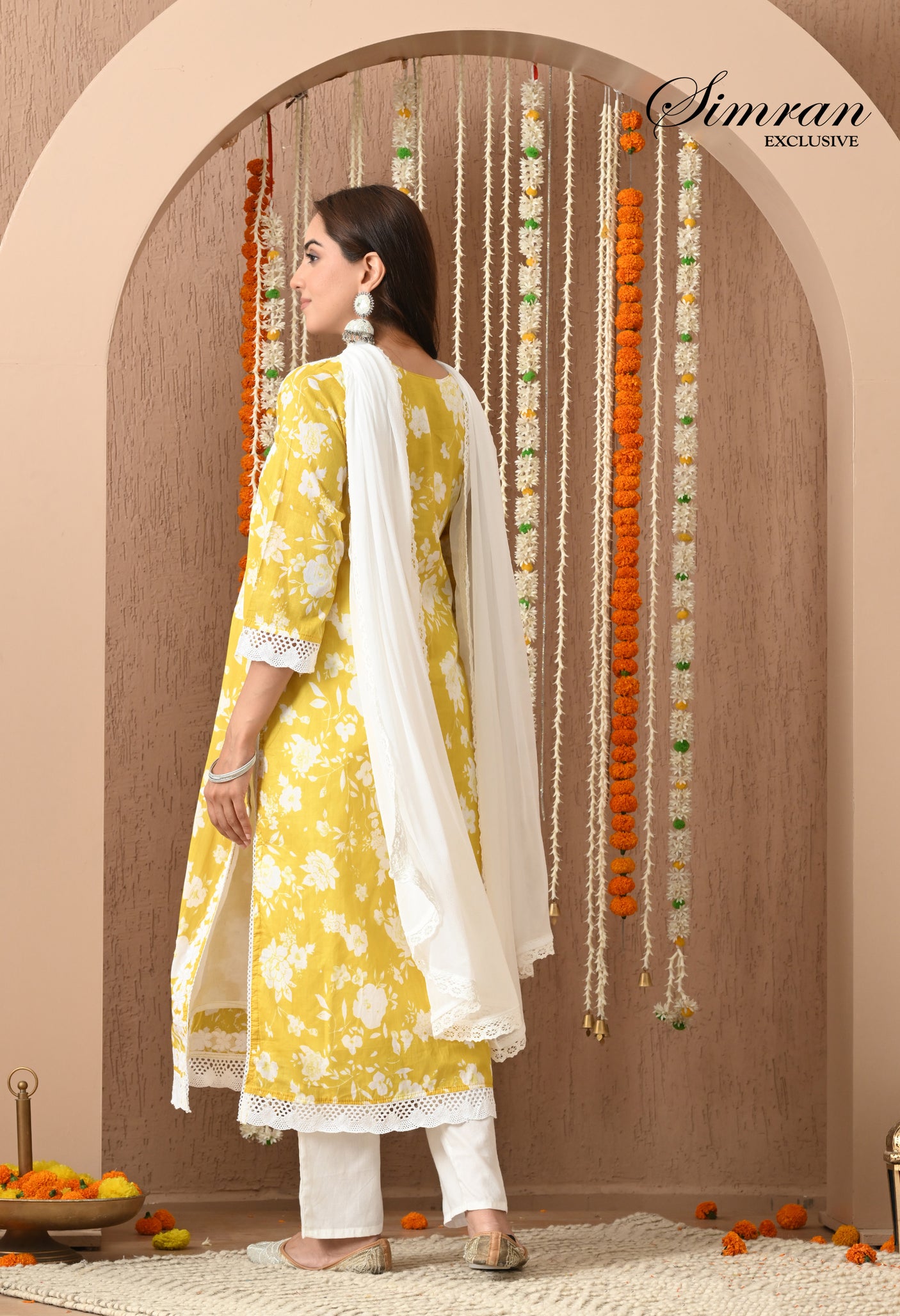Floral Embroidery Cotton Suit