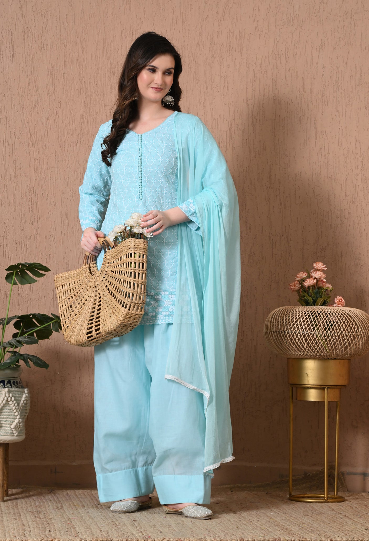 Chikenkari Cotton Farshi Salwar