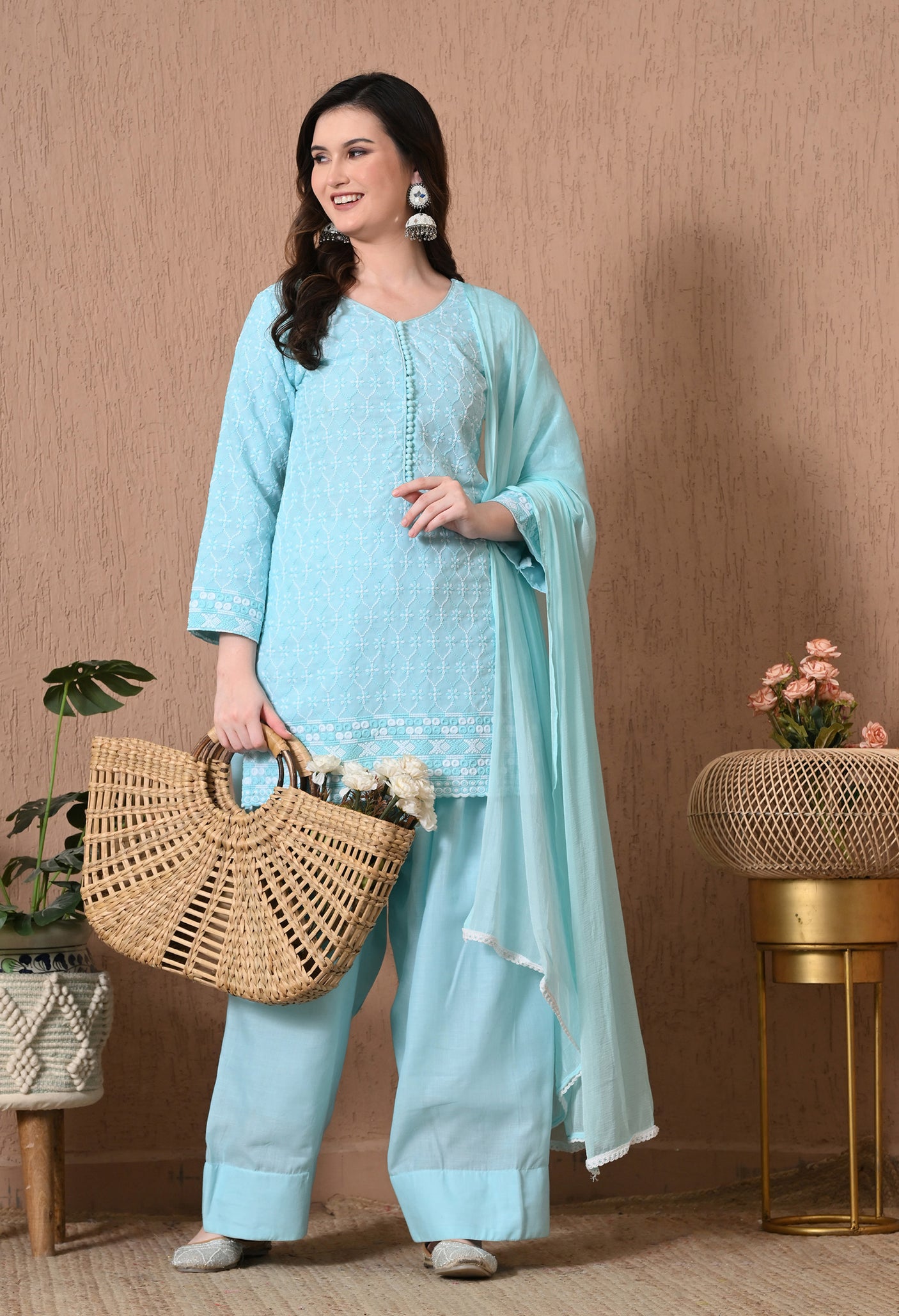 Chikenkari Cotton Farshi Salwar