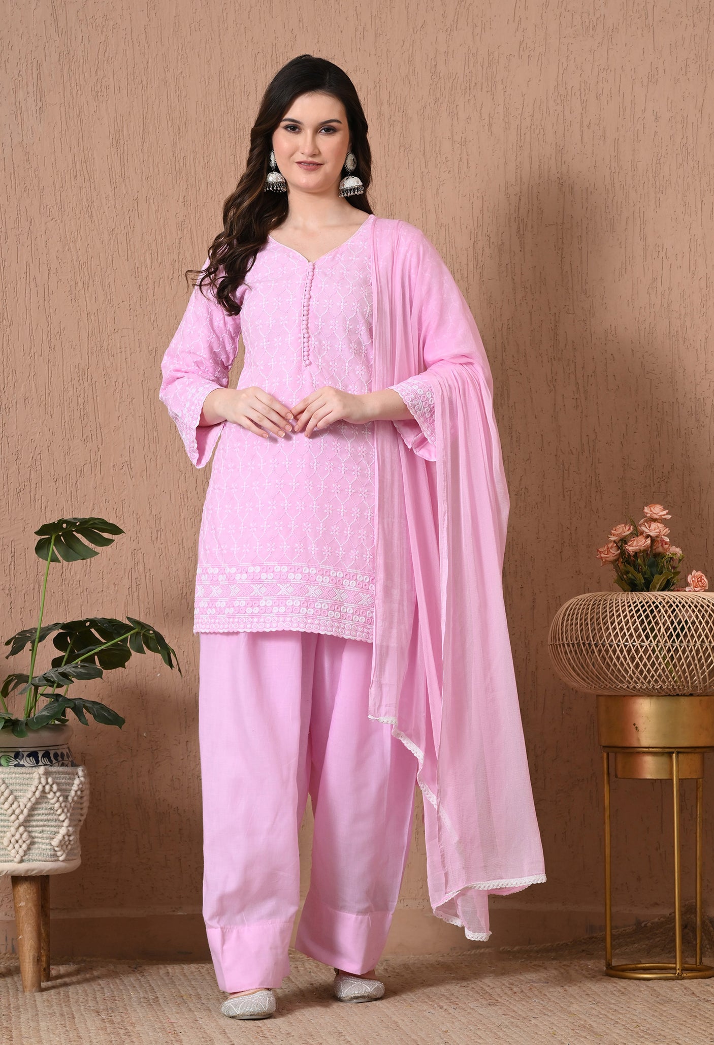 Chikenkari Cotton Farshi Salwar
