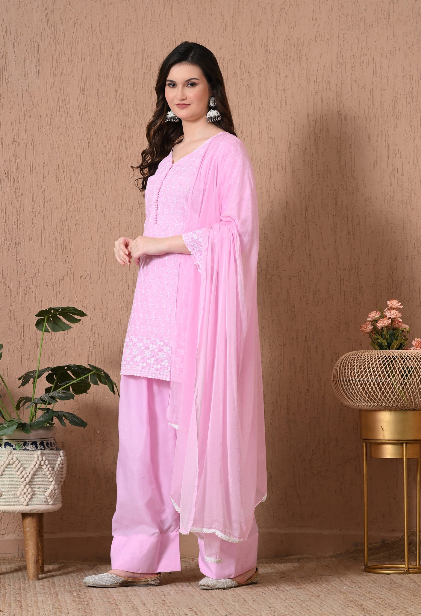 Chikenkari Cotton Farshi Salwar